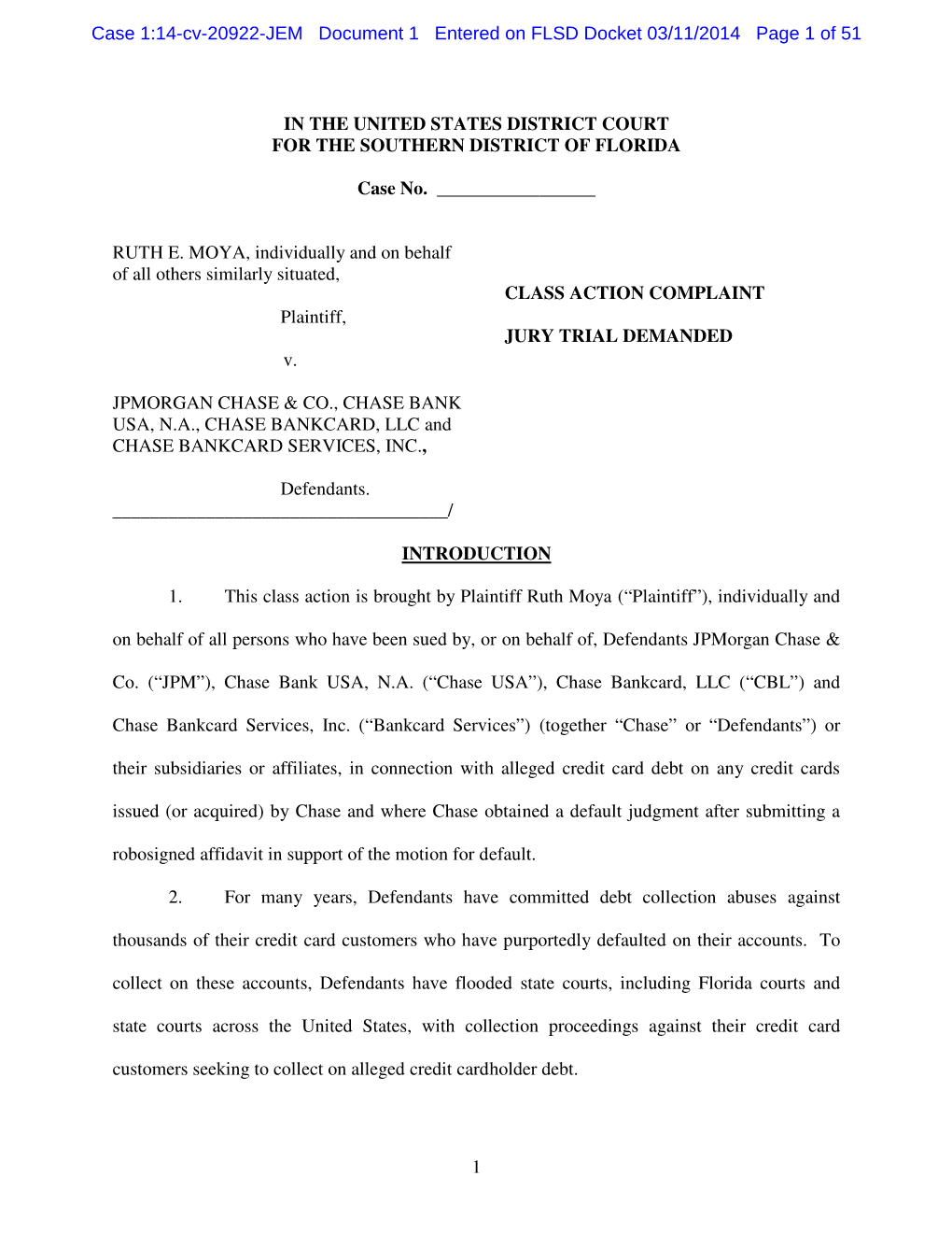 Case 1:14-Cv-20922-JEM Document 1 Entered on FLSD Docket 03/11/2014 Page 1 of 51