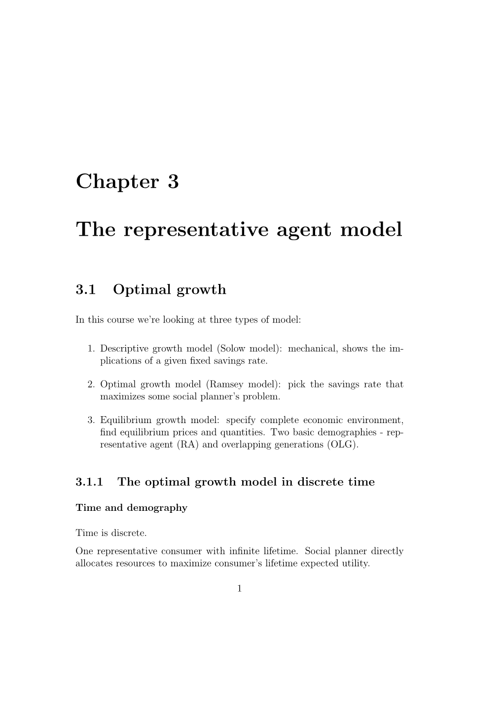 Chapter 3 the Representative Agent Model