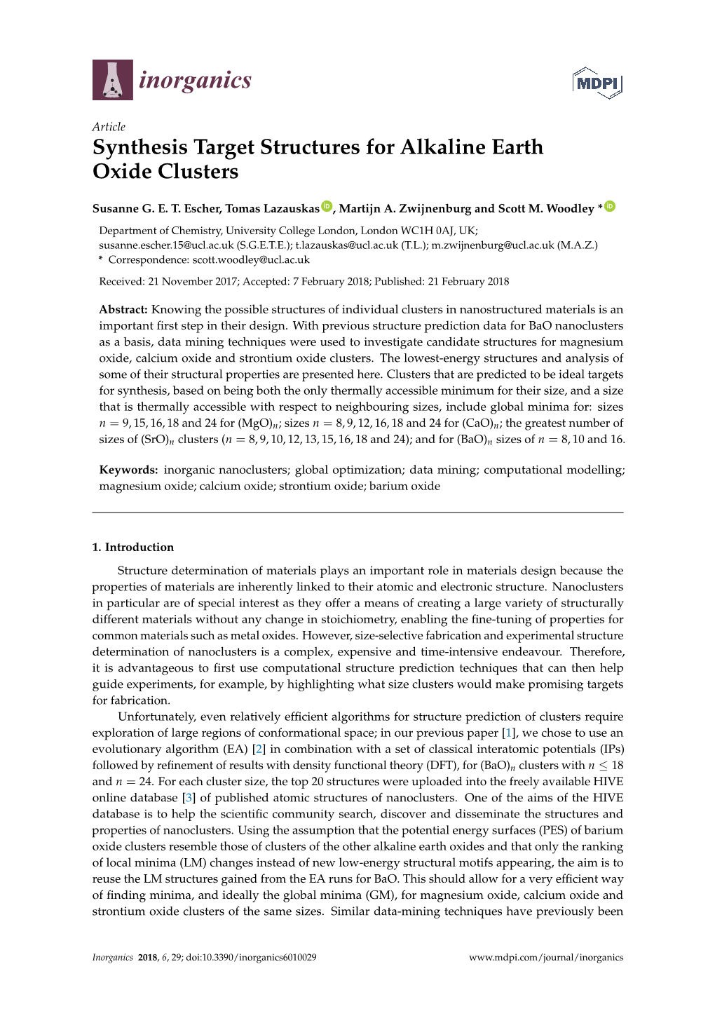 Synthesis Target Structures for Alkaline Earth Oxide Clusters