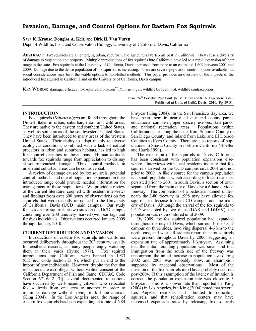 Invasion, Damage, and Control Options for Eastern Fox Squirrels