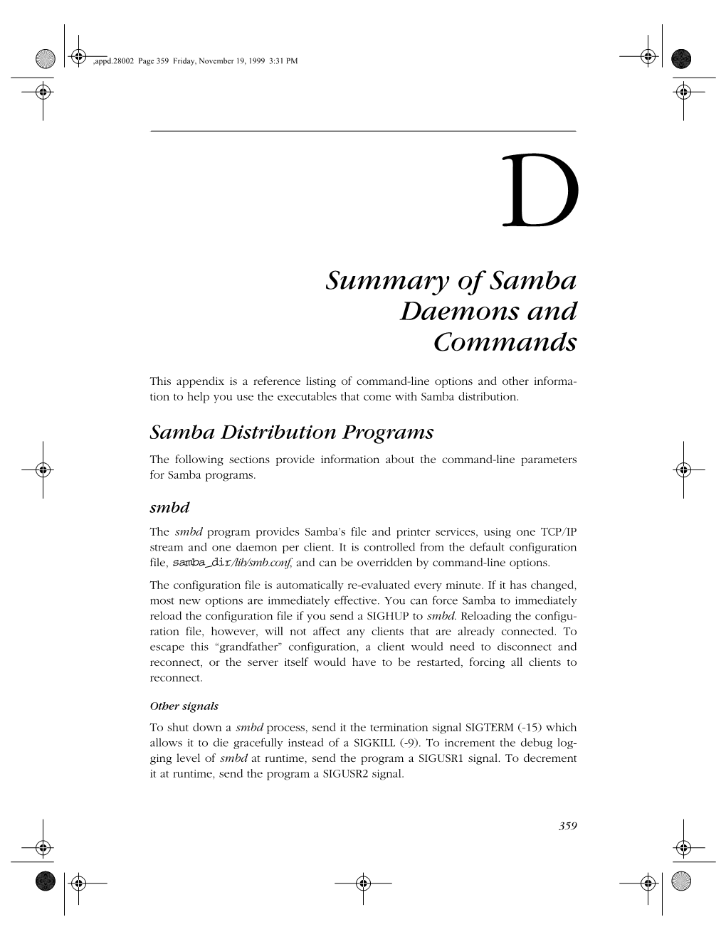 Appendix D: Summary of Samba Daemons and Commands
