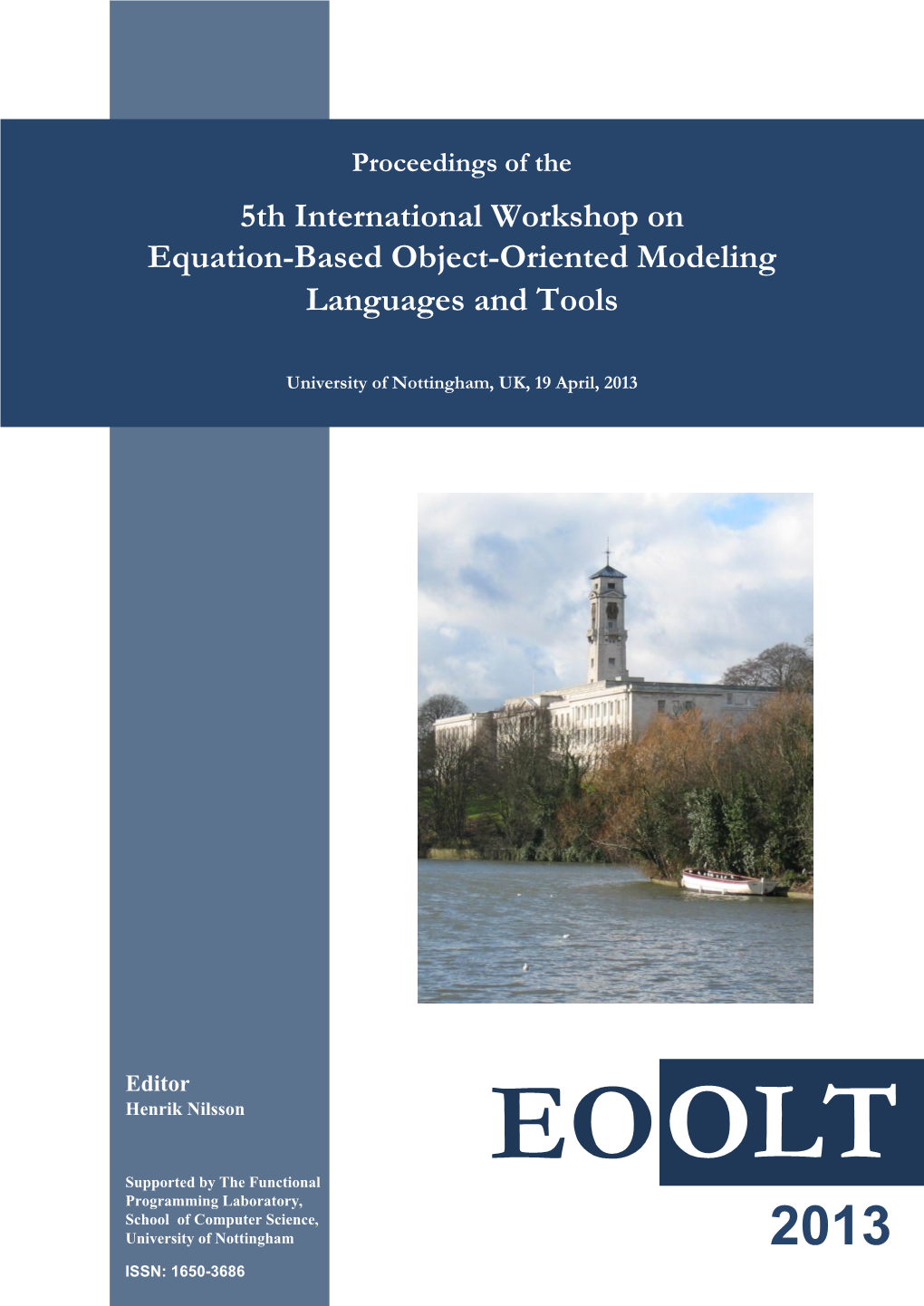 5Th International Workshop on Equation-Based Object-Oriented Modeling Languages and Tools