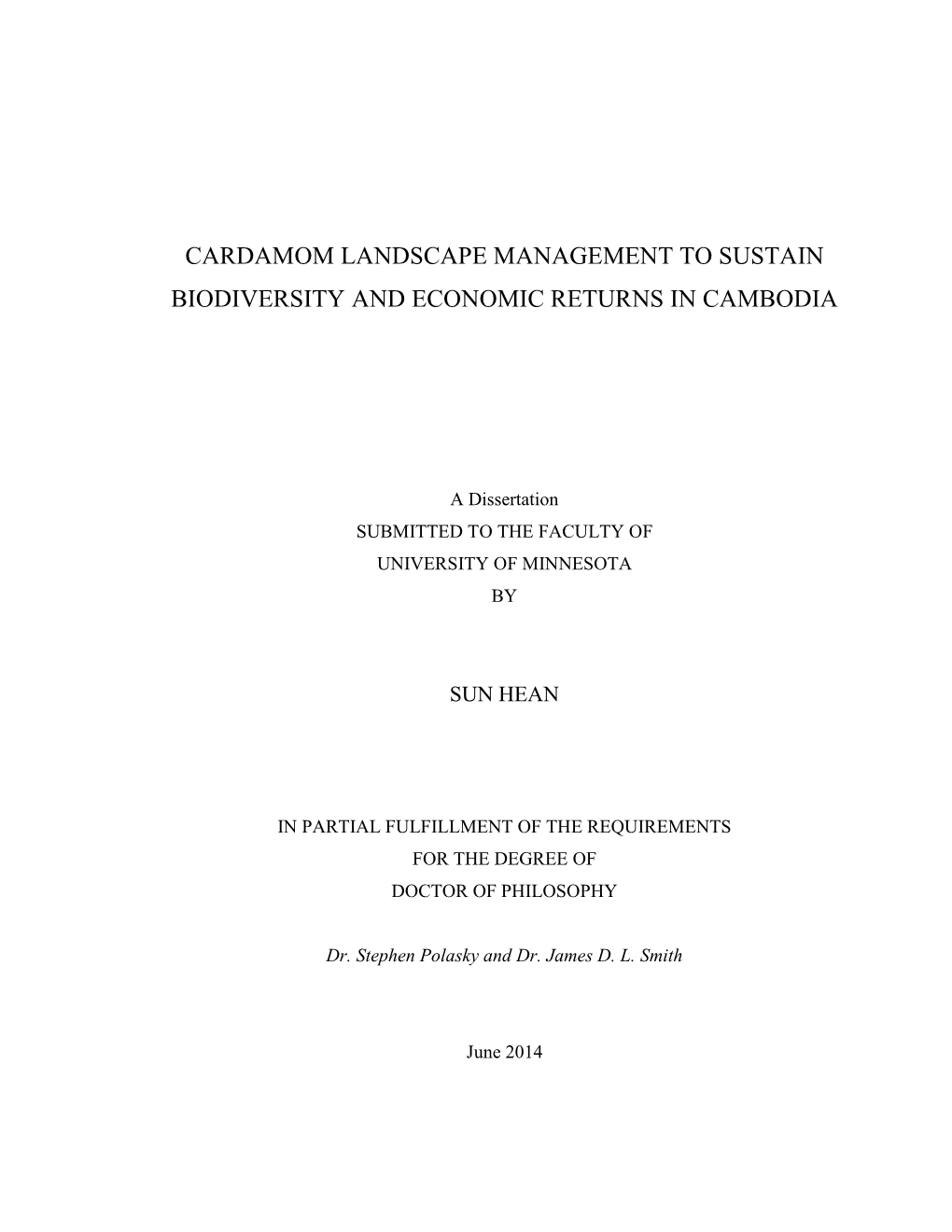 Conservation and Development in the Cardamom Landscape: History and Current Context