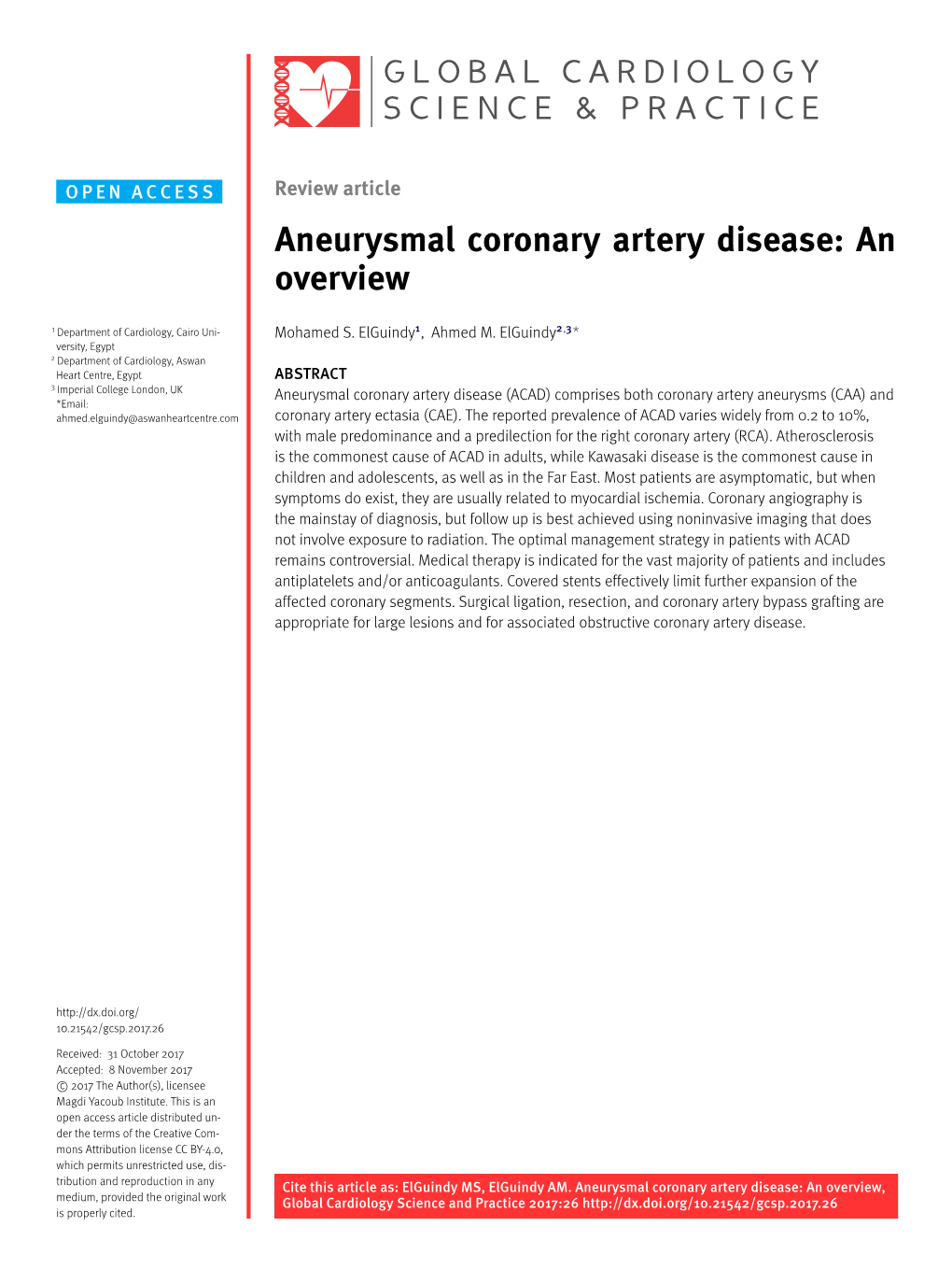 Aneurysmal Coronary Artery Disease: an Overview