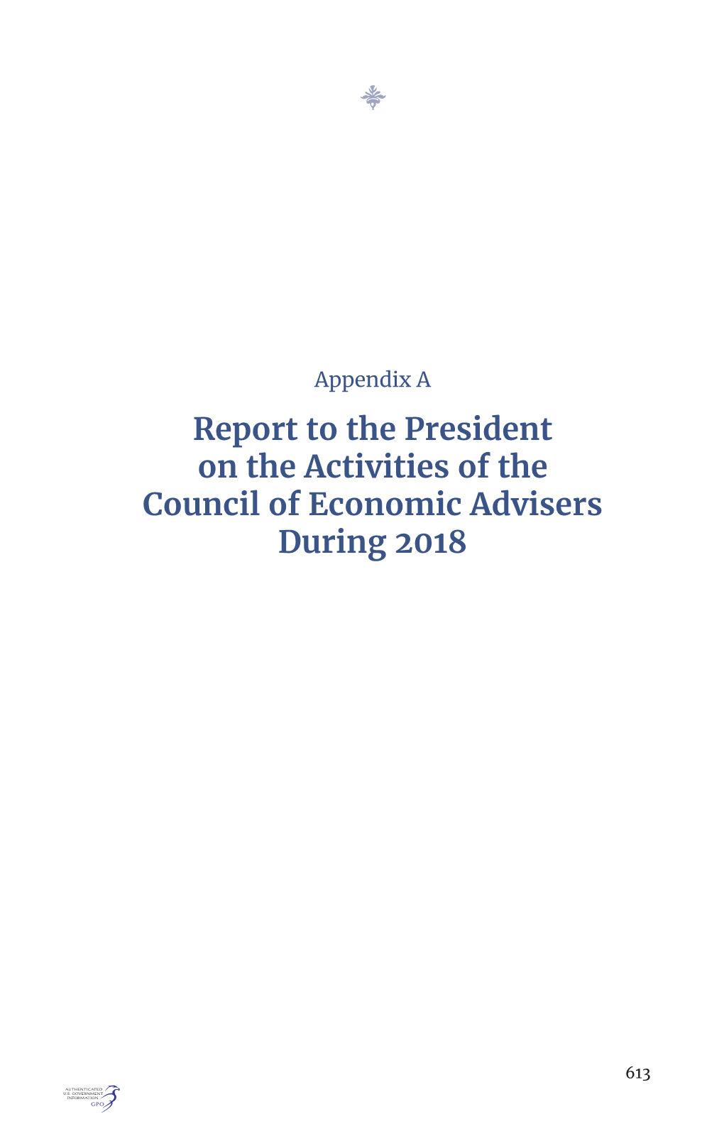 Report to the President on the Activities of the Council of Economic Advisers During 2018