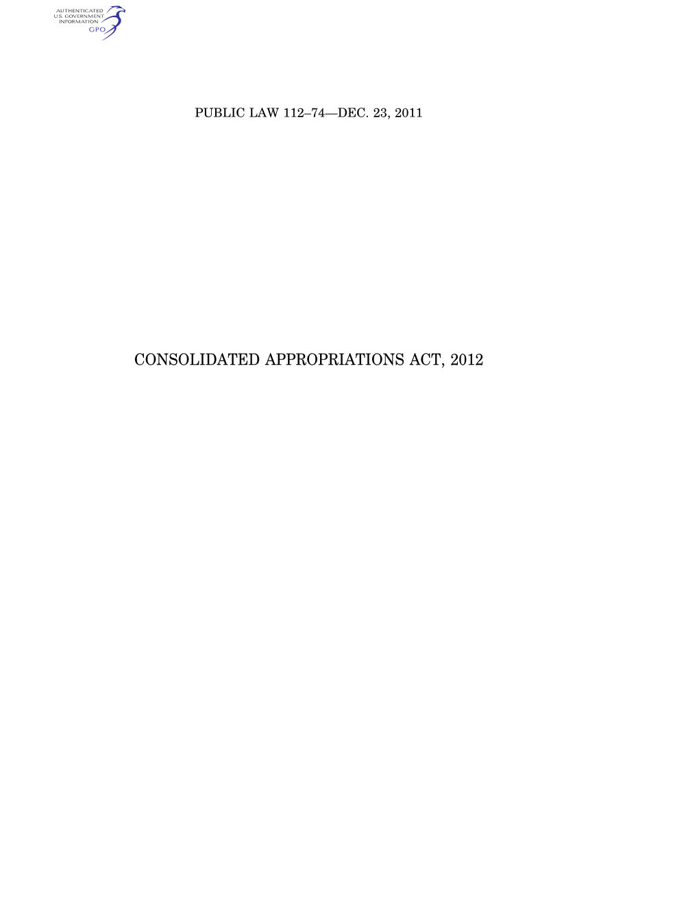 Consolidated Appropriations Act, 2012