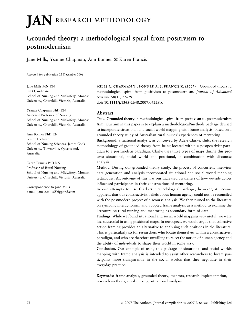 Grounded Theory: a Methodological Spiral from Positivism to Postmodernism