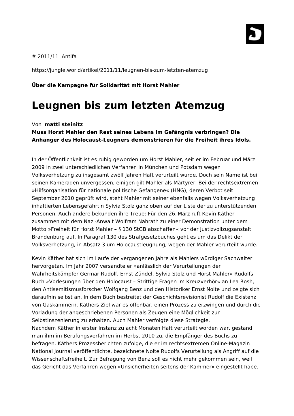 Leugnen Bis Zum Letzten Atemzug