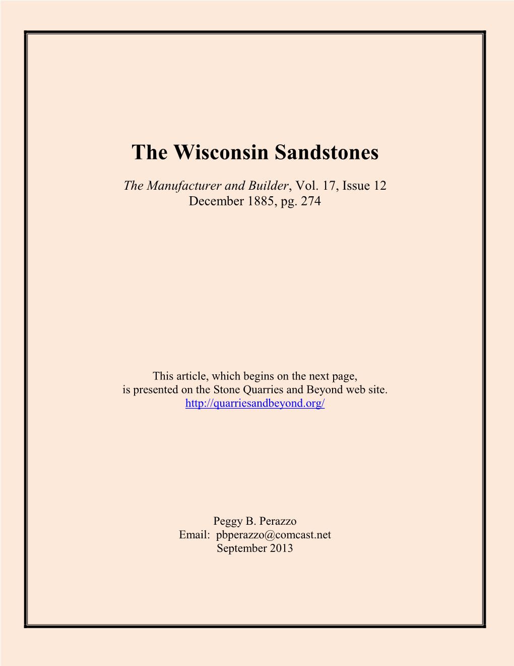 The Wisconsin Sandstones