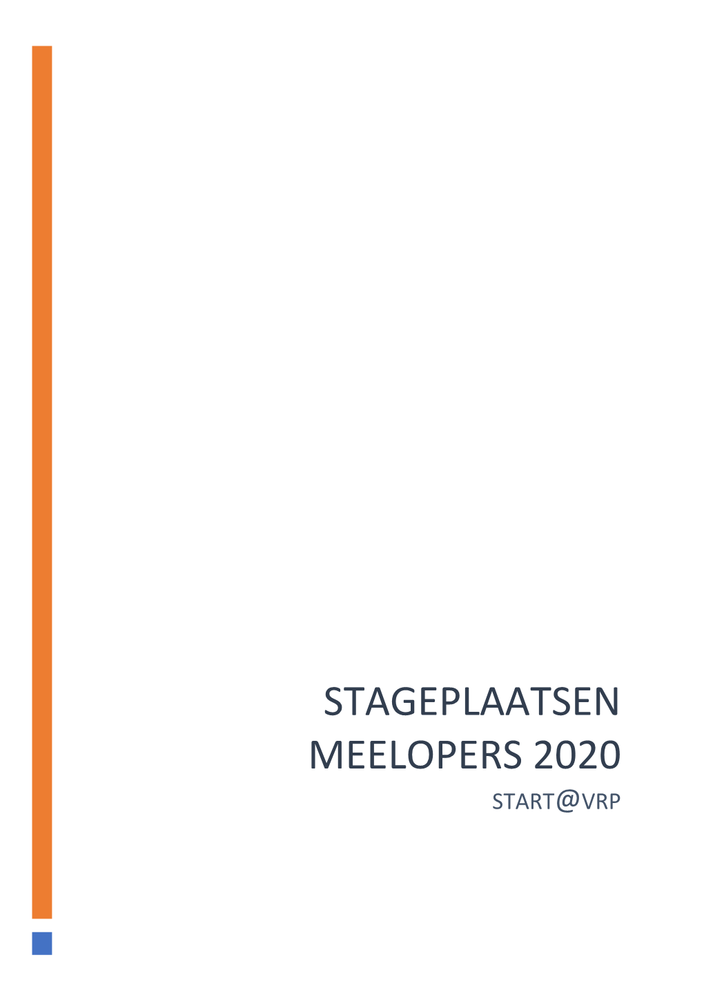 STAGEPLAATSEN MEELOPERS 2020 START@VRP Antwerpen