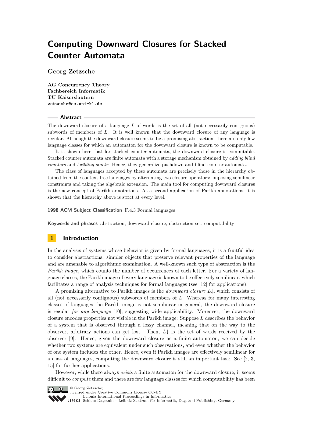 Computing Downward Closures for Stacked Counter Automata