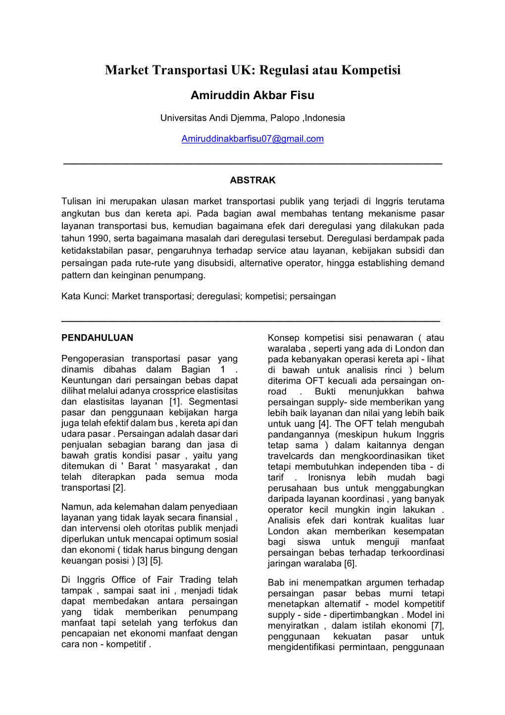 Market Transportasi UK: Regulasi Atau Kompetisi