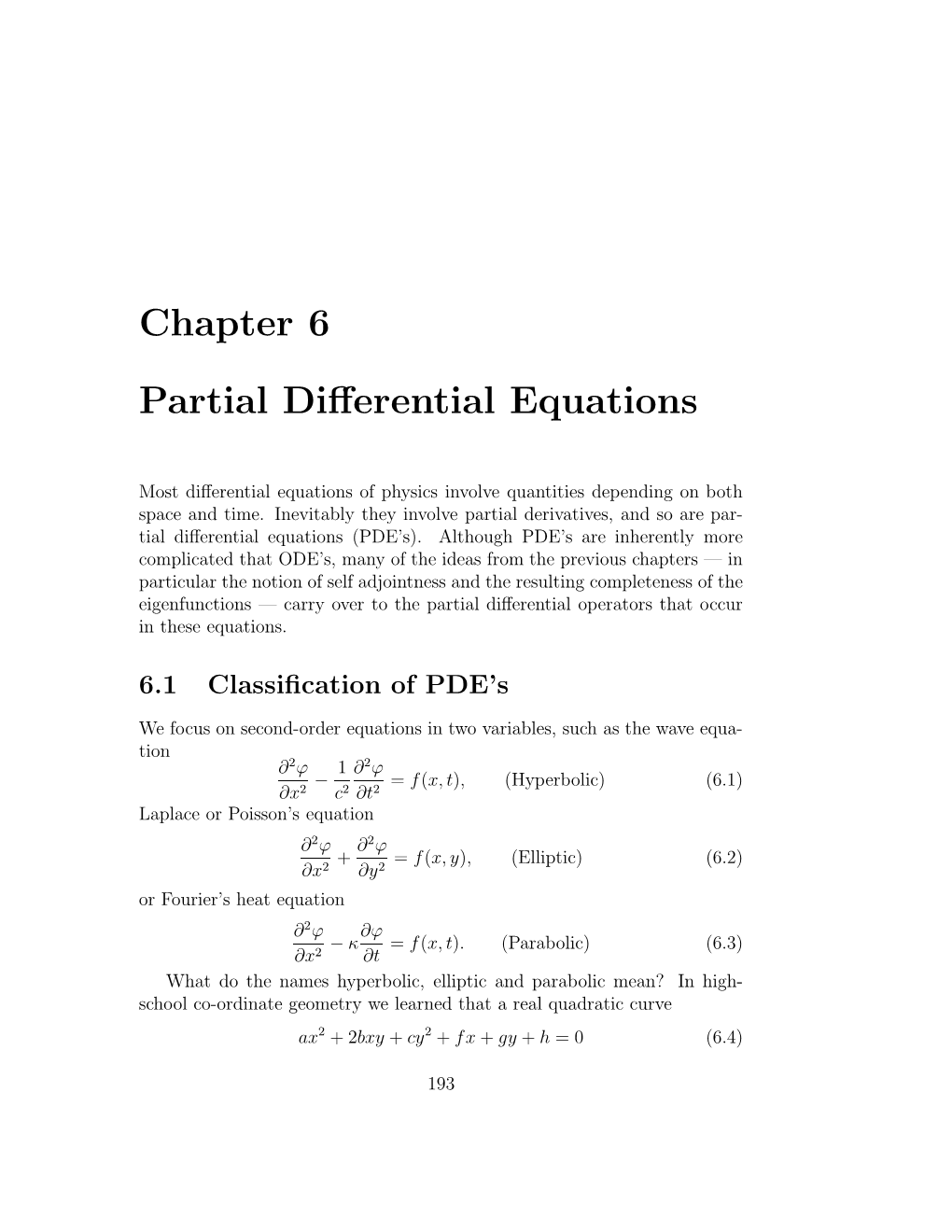 Chapter 6 Partial Differential Equations