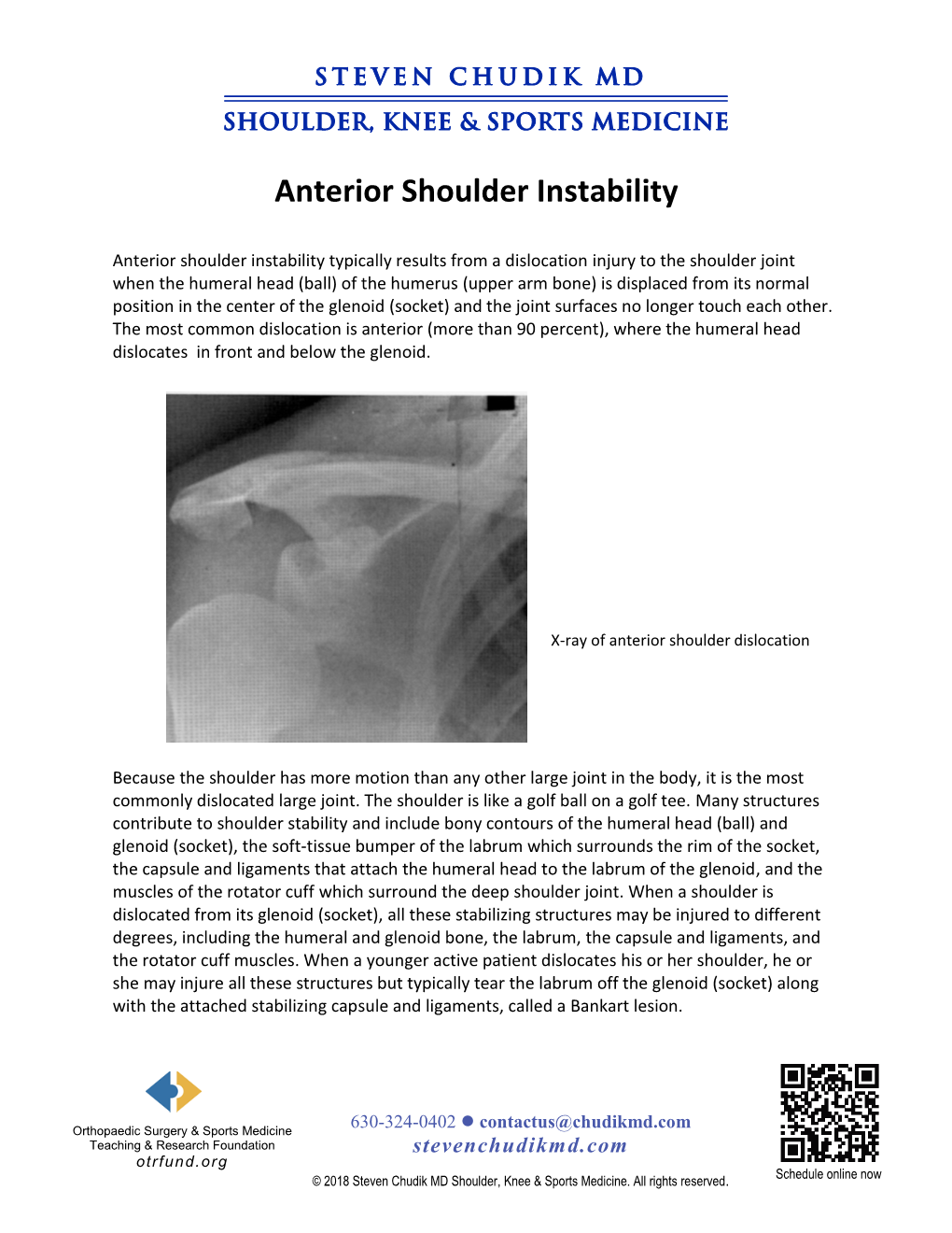 Shoulder Anterior Bankart Tear