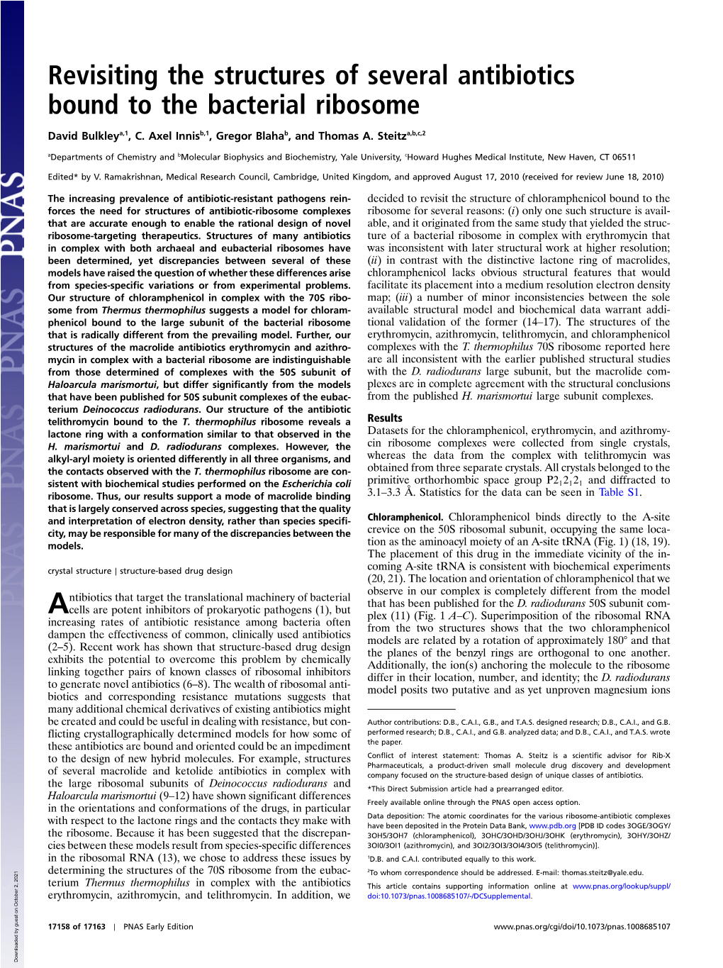 Revisiting the Structures of Several Antibiotics Bound to the Bacterial Ribosome