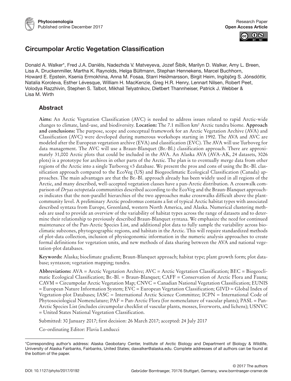 Circumpolar Arctic Vegetation Classification