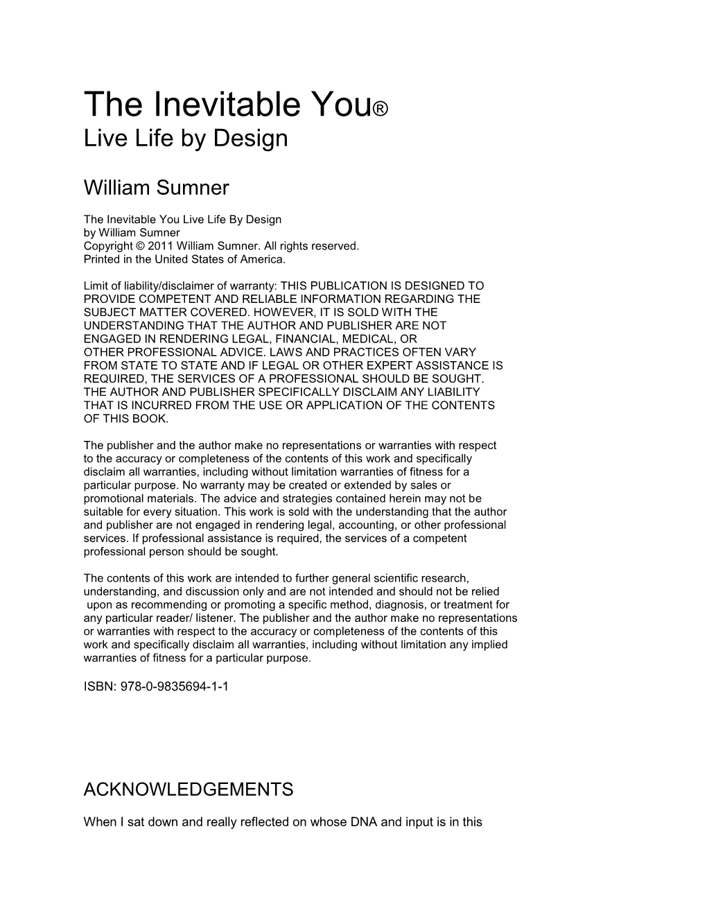 The Inevitable You® Live Life by Design