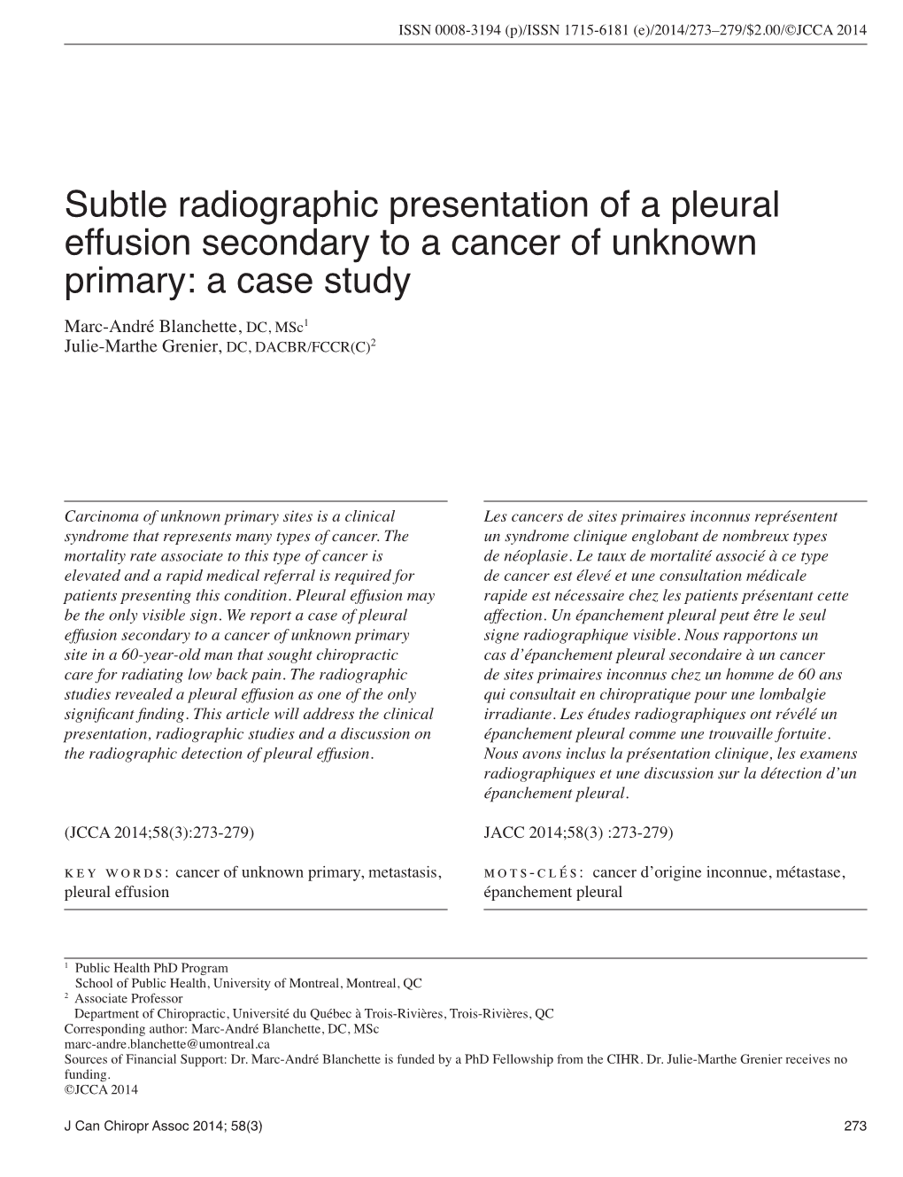 Subtle Radiographic Presentation of a Pleural Effusion Secondary to A