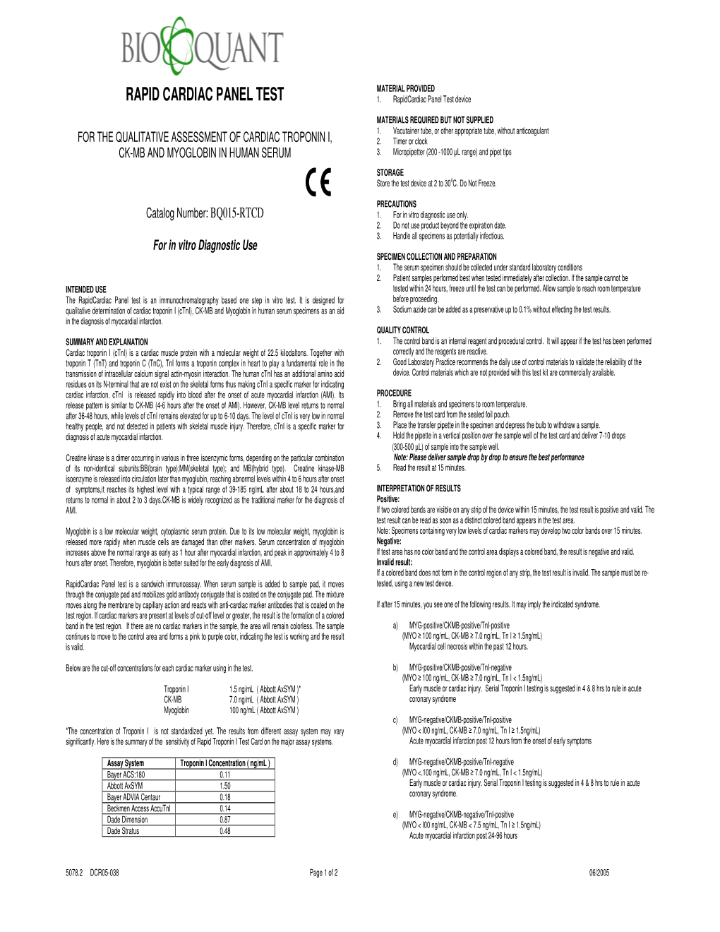 Rapid Cardiac Panel Test 1