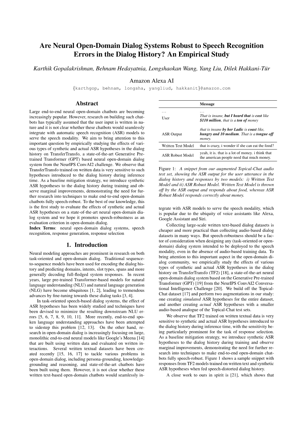 Are Neural Open-Domain Dialog Systems Robust to Speech Recognition Errors in the Dialog History? an Empirical Study