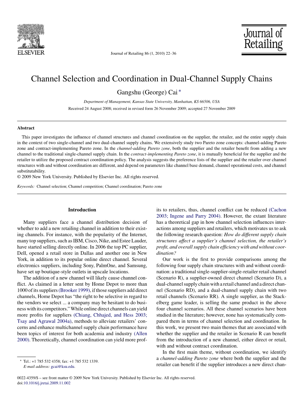 Channel Selection and Coordination in Dual-Channel Supply Chains