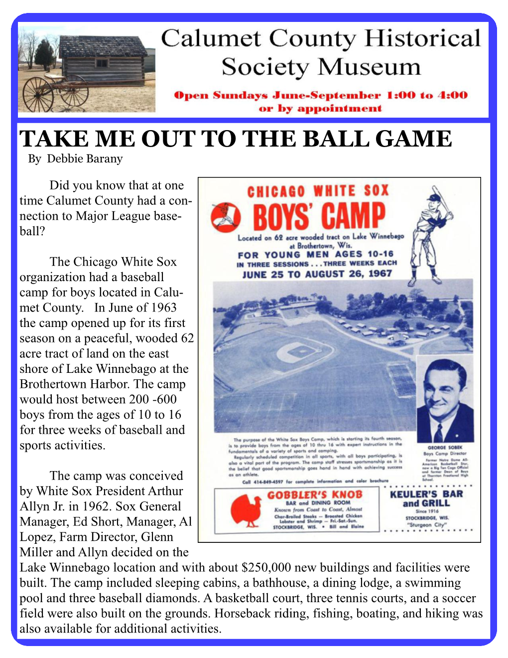 TAKE ME out to the BALL GAME by Debbie Barany