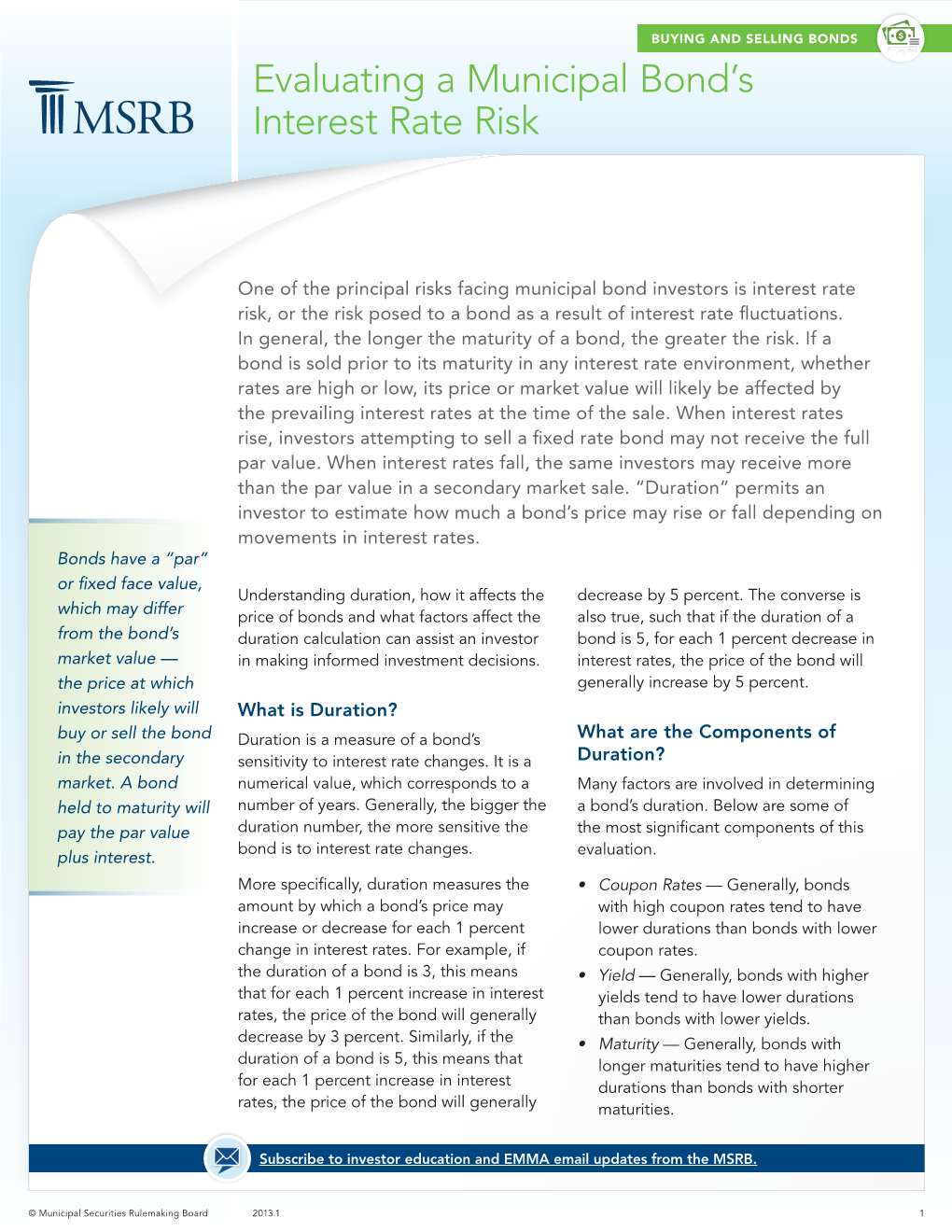 Evaluating a Municipal Bond's Interest Rate Risk