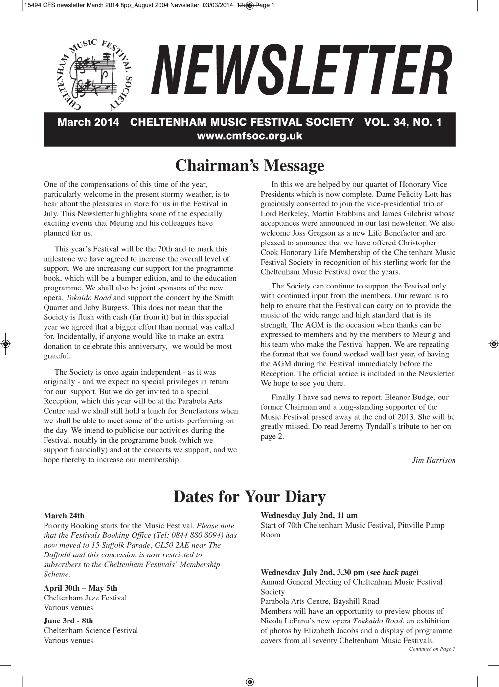 March 2014 8Pp August 2004 Newsletter 03/03/2014 12:55 Page 1