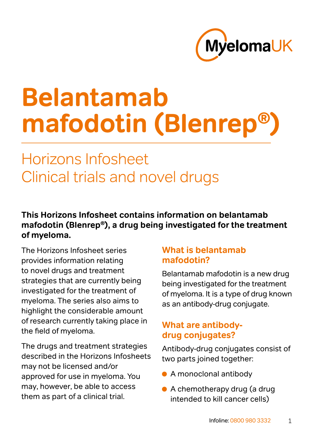 Belantamab Mafodotin (Blenrep®) Horizons Infosheet Clinical Trials and Novel Drugs