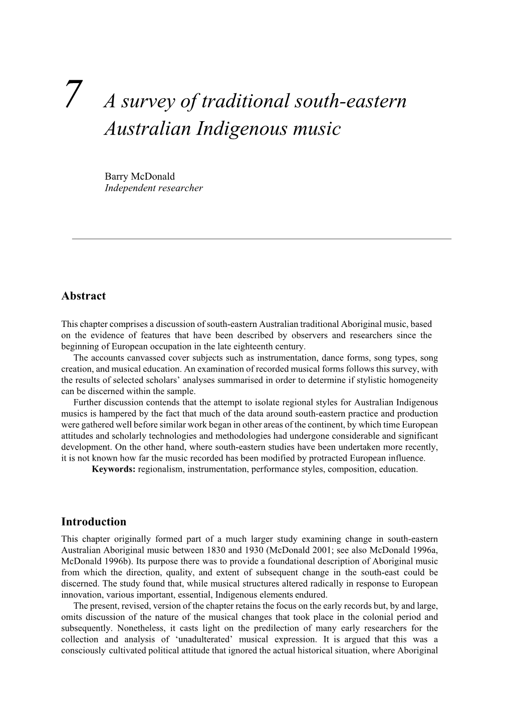 7 a Survey of Traditional South-Eastern Australian Indigenous Music