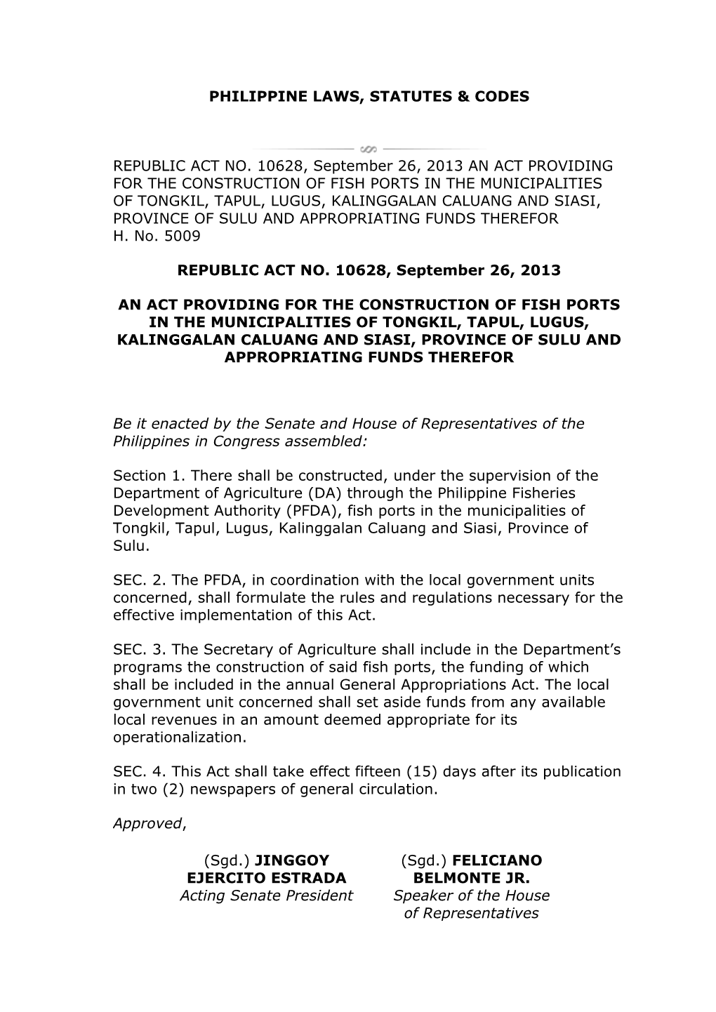 Philippine Laws, Statutes & Codes Republic Act No