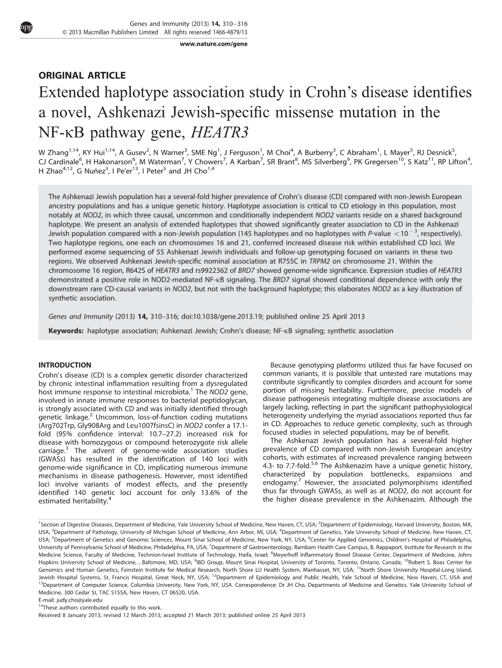 Extended Haplotype Association Study in Crohn&Rsquo;S Disease