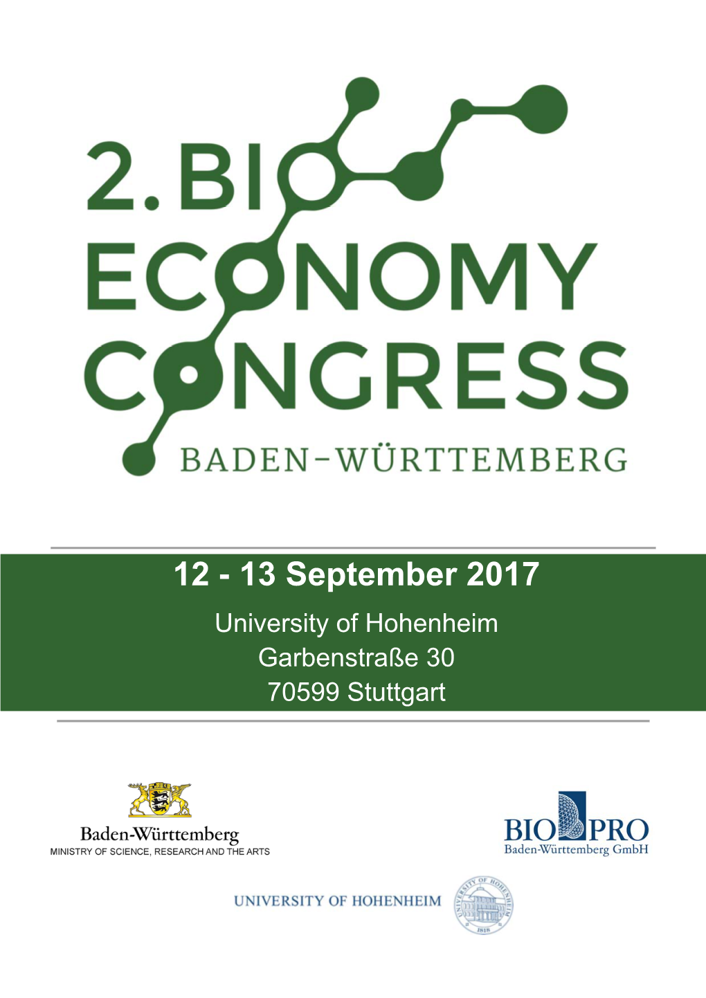 13 September 2017 University of Hohenheim Garbenstraße 30 70599 Stuttgart