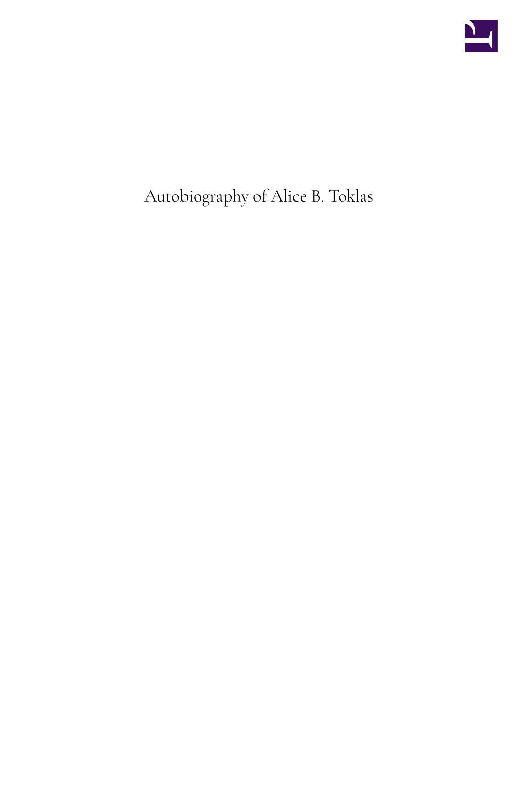 Autobiography of Alice B. Toklas