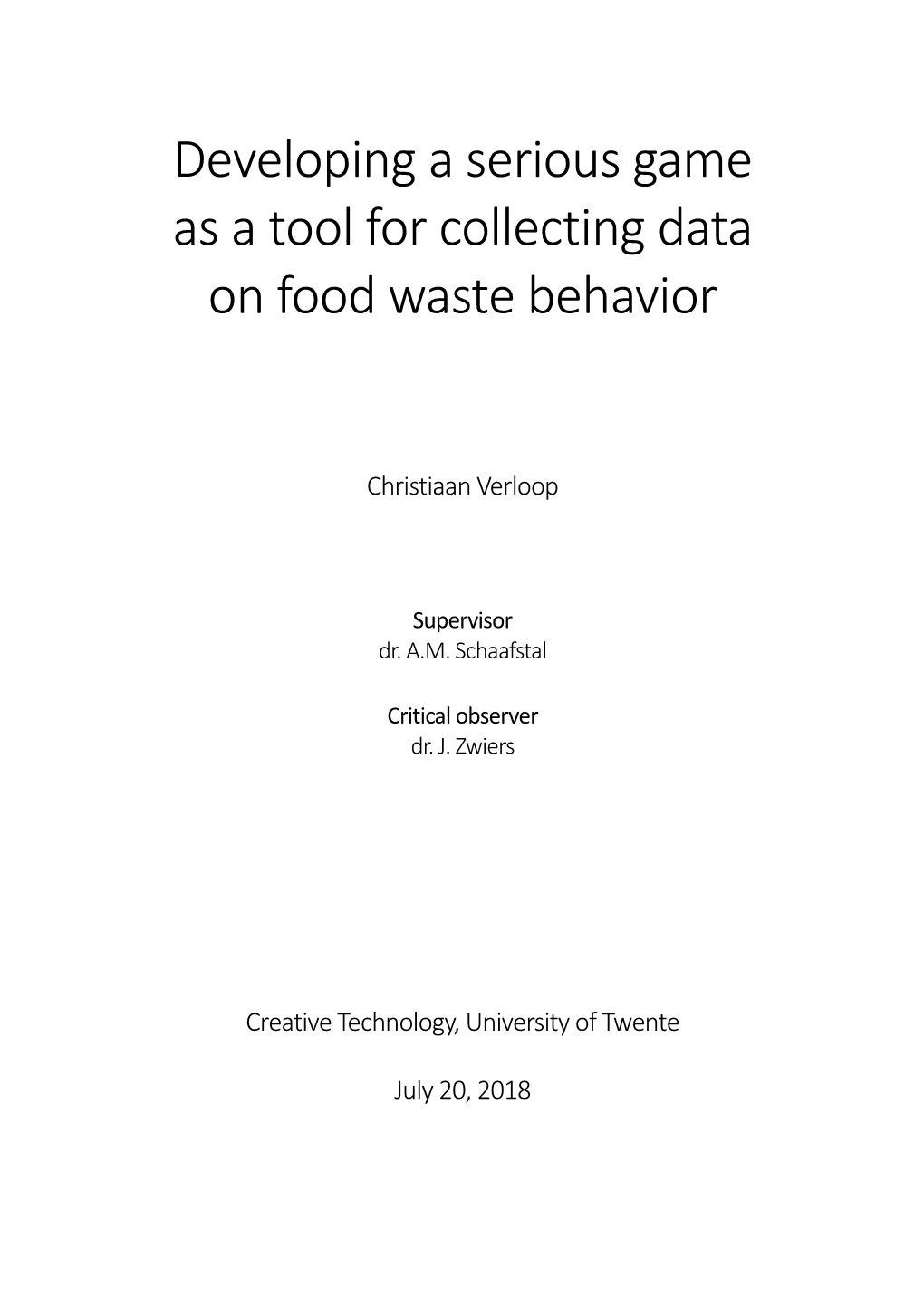 Developing a Serious Game As a Tool for Collecting Data on Food Waste Behavior