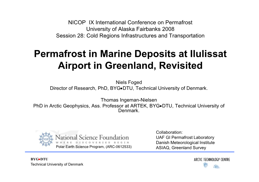 Permafrost in Marine Deposits at Ilulissat Airport in Greenland, Revisited