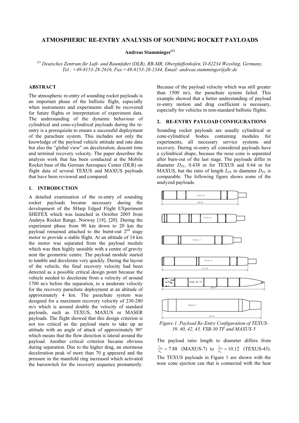 Atmospheric Re-Entry Analysis of Sounding Rocket Payloads