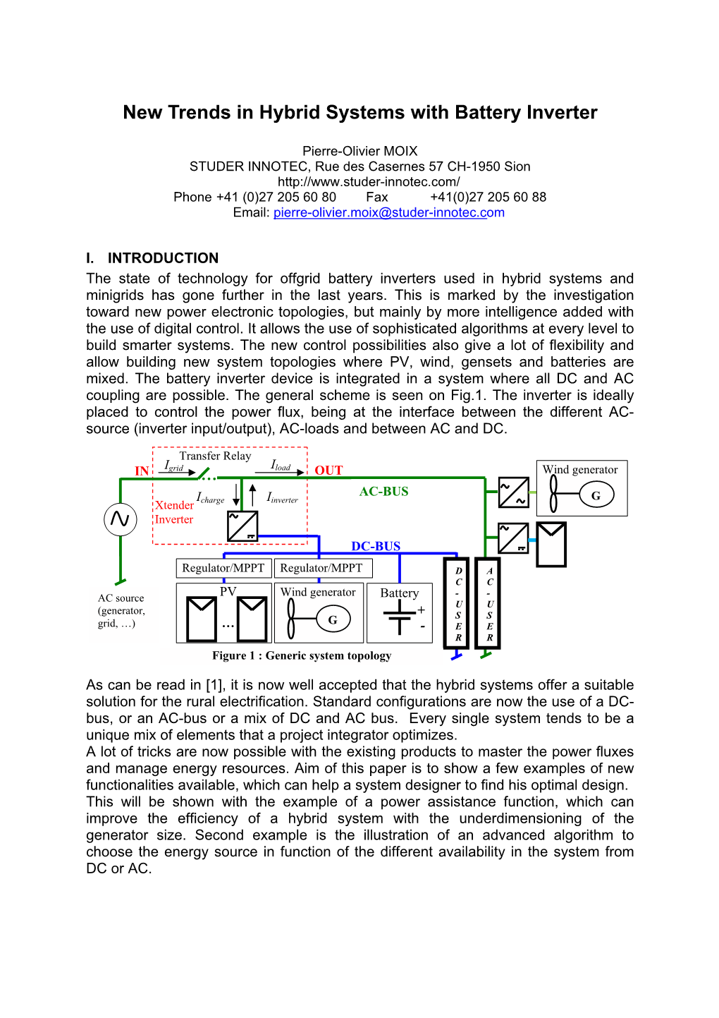 New Trends in Hybrid Systems with Battery Inverter