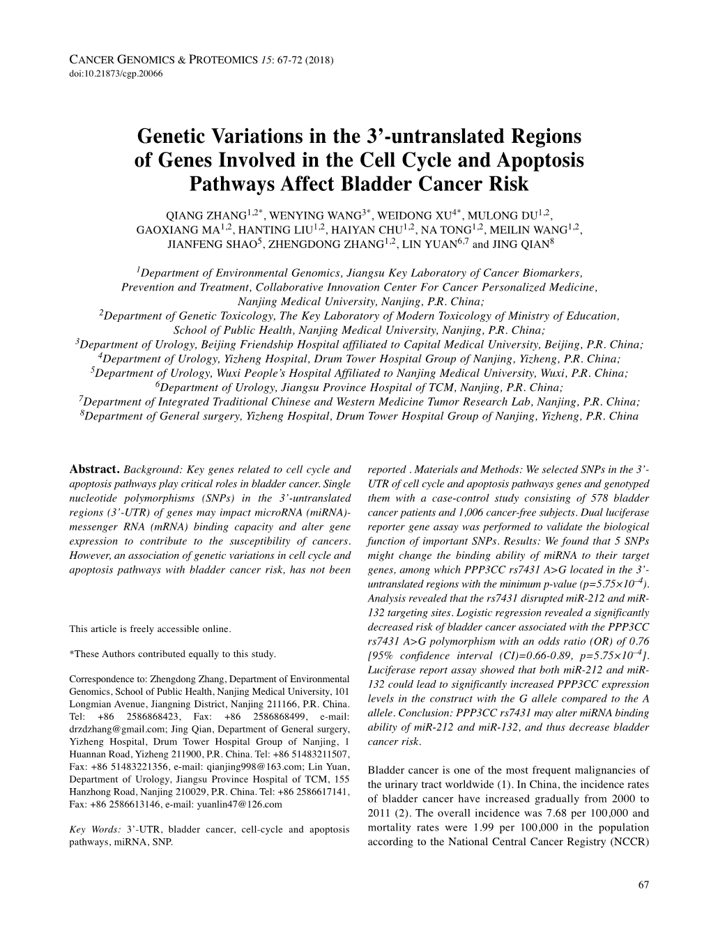 Genetic Variations in the 3'-Untranslated Regions of Genes