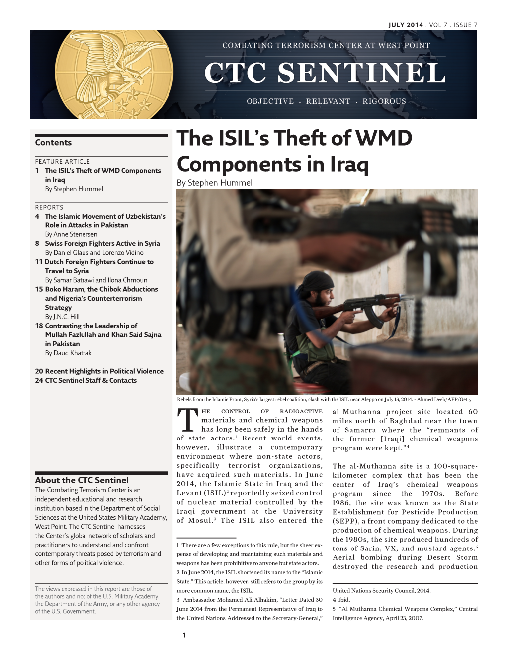 The ISIL's Theft of WMD Components in Iraq