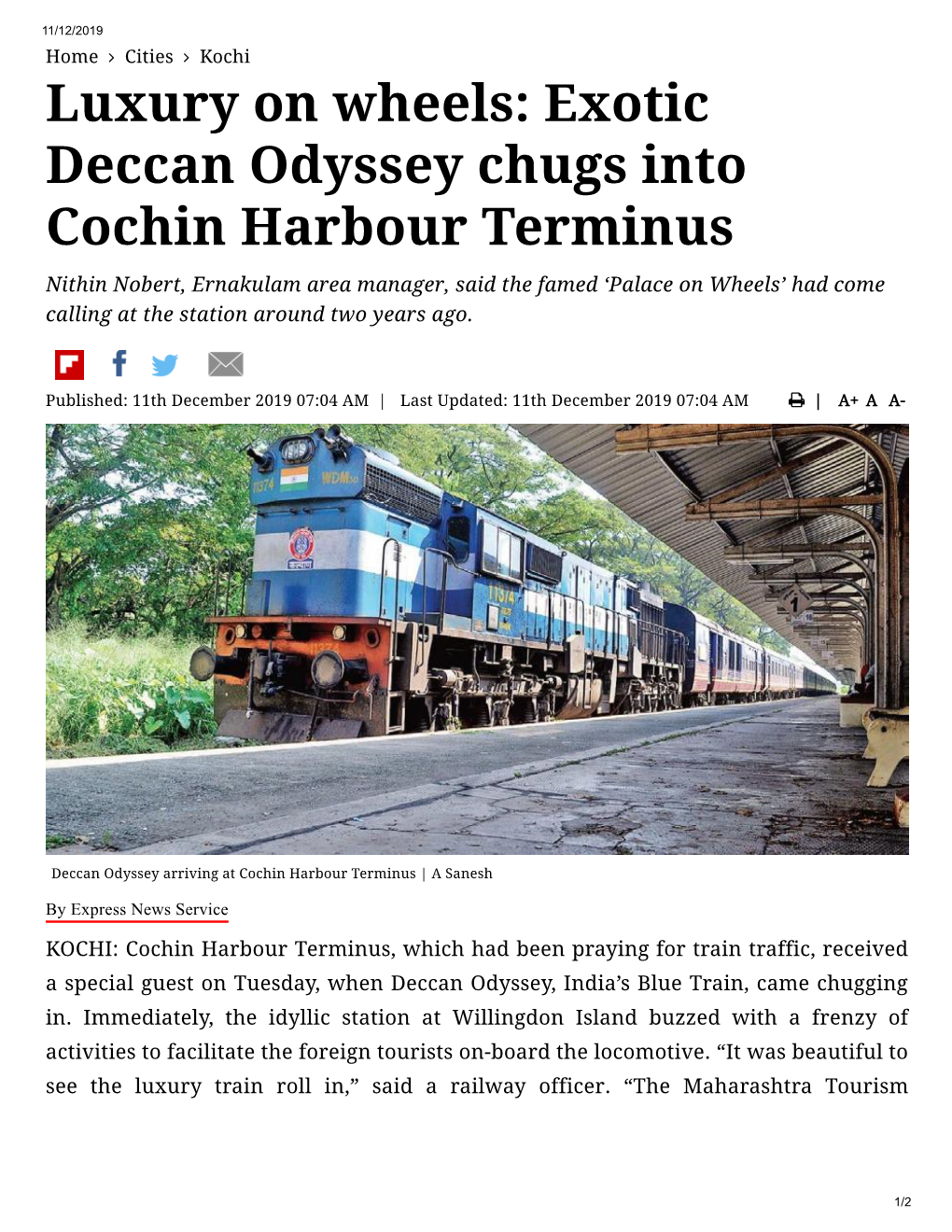 Exotic Deccan Odyssey Chugs Into Cochin Harbour Terminus