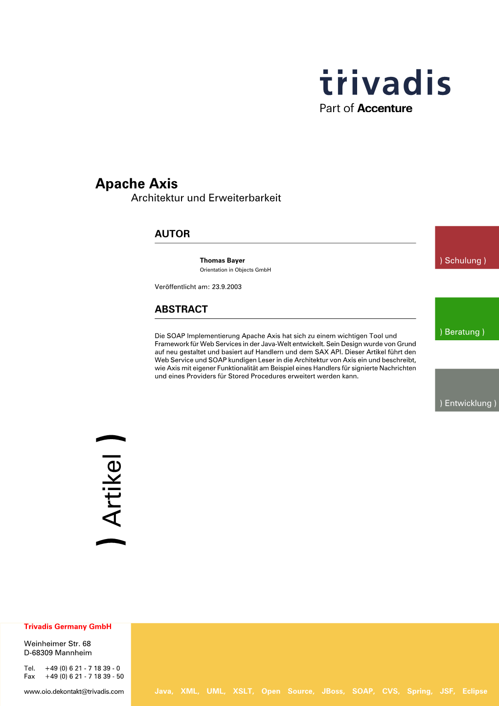 Apache Axis Architektur Und Erweiterbarkeit
