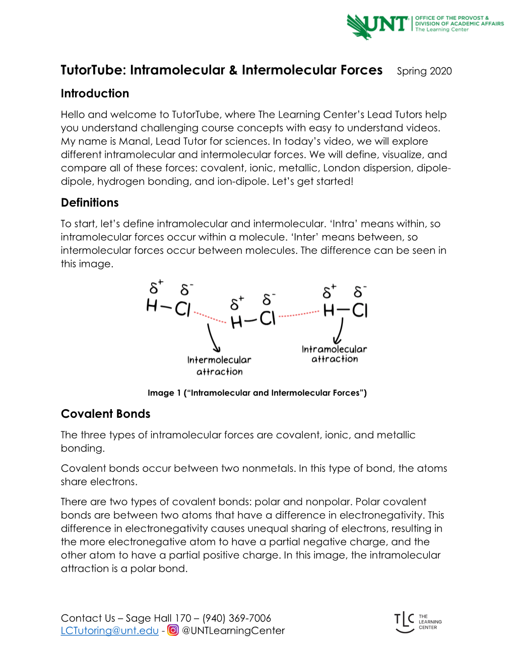 Intramolecular & Intermolecular Forces