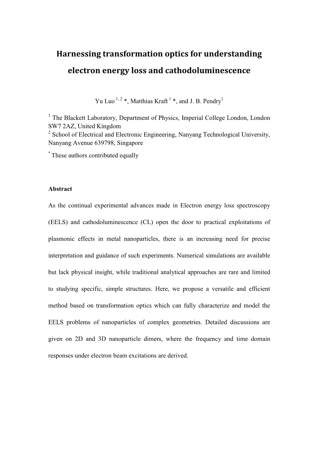 Harnessing Transformation Optics for Understanding Electron Energy Loss and Cathodoluminescence