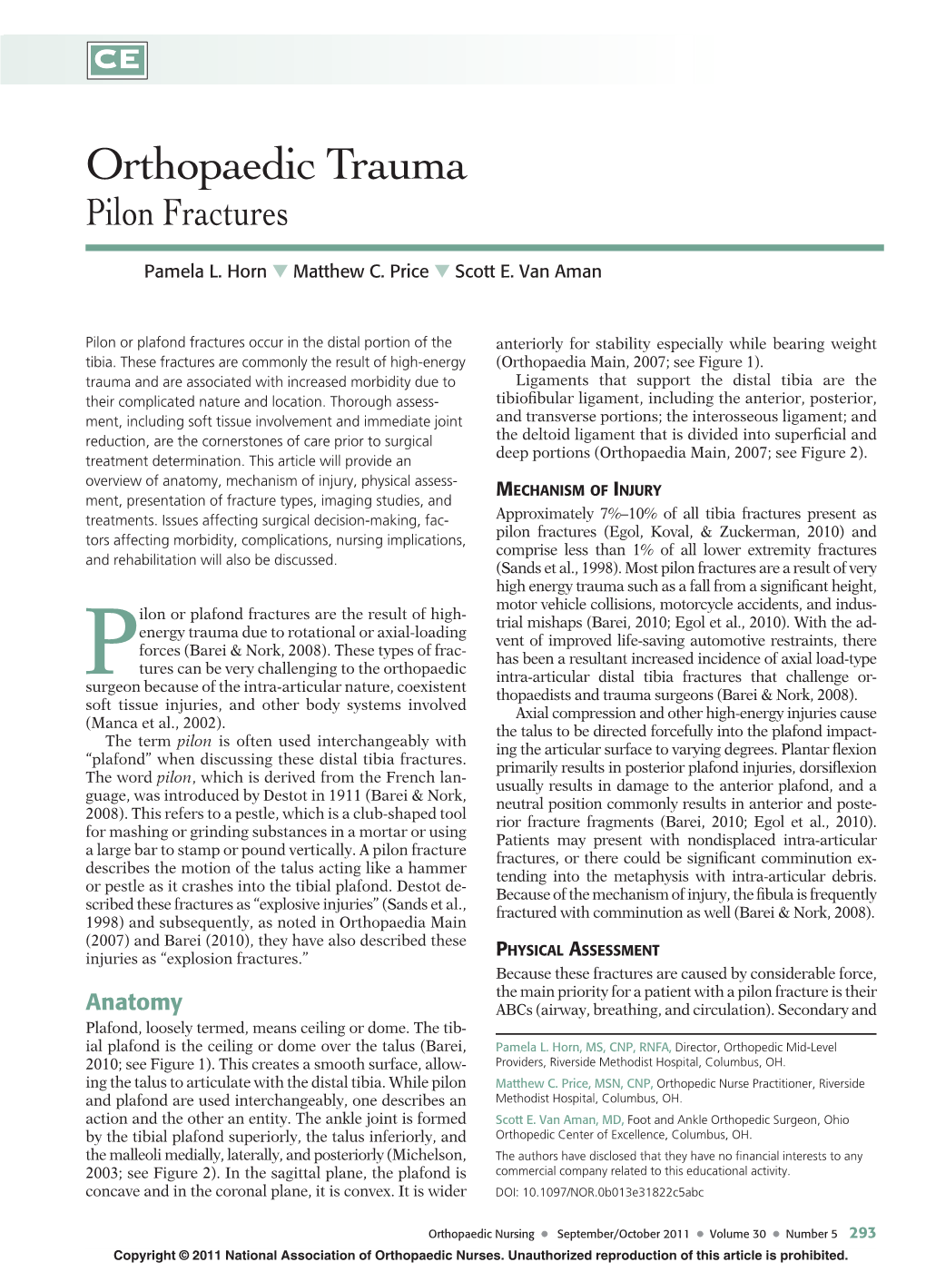 Orthopaedic Trauma Pilon Fractures