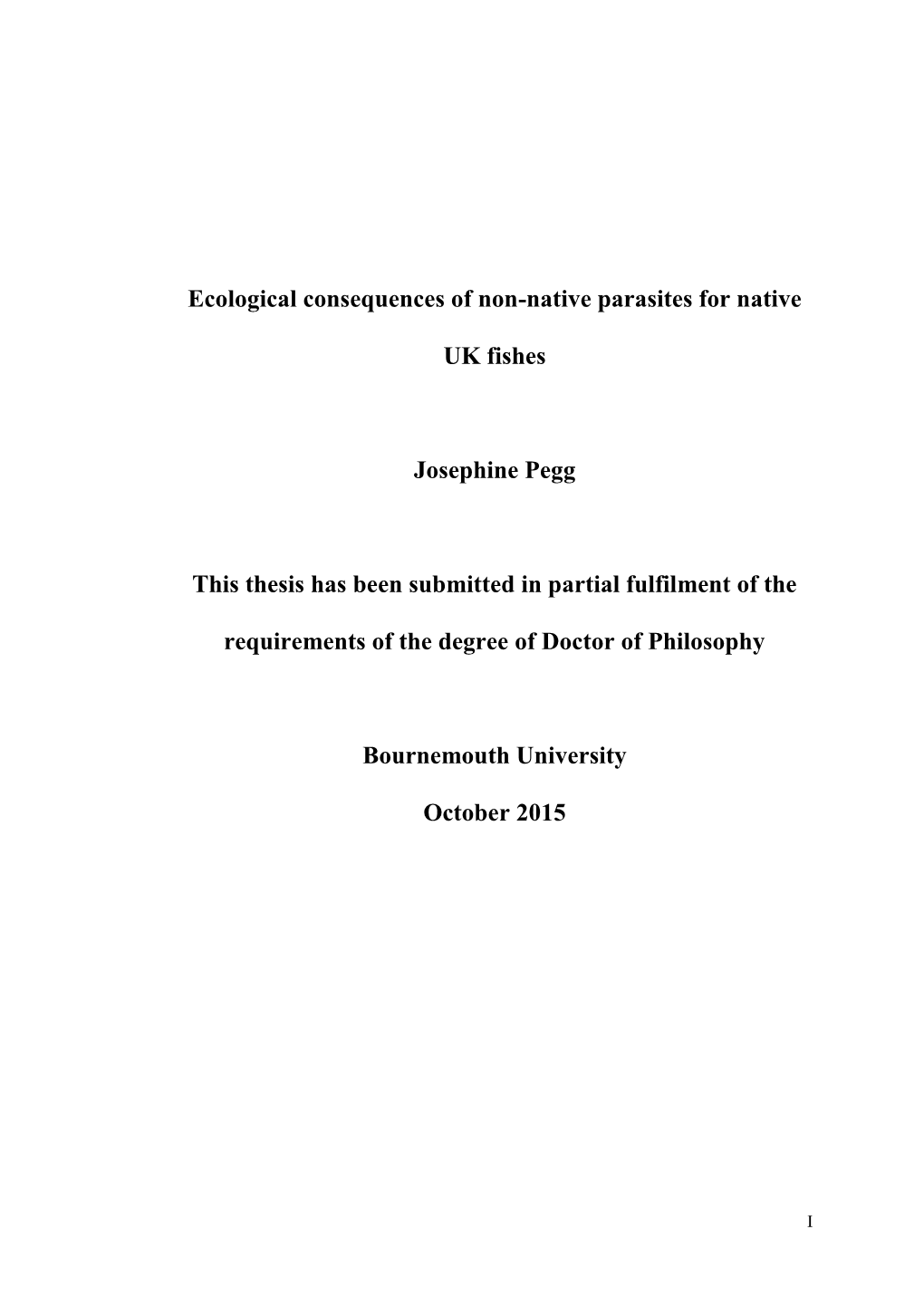 Ecological Consequences of Non-Native Parasites for Native UK Fishes