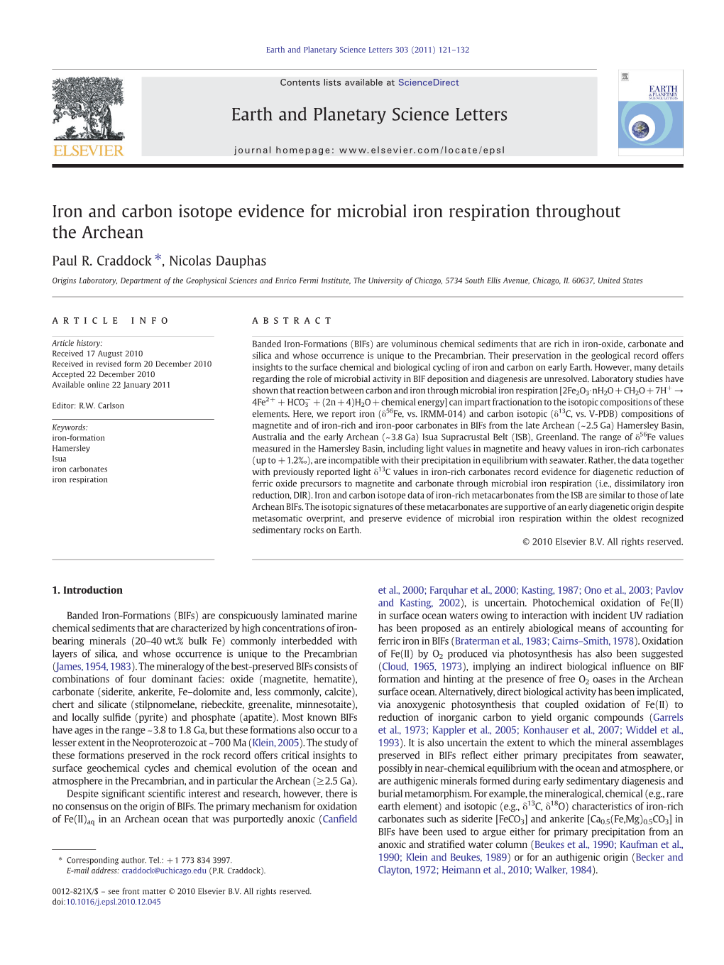 48. Iron and Carbon Isotope Evidence for Microbial Iron Respiration