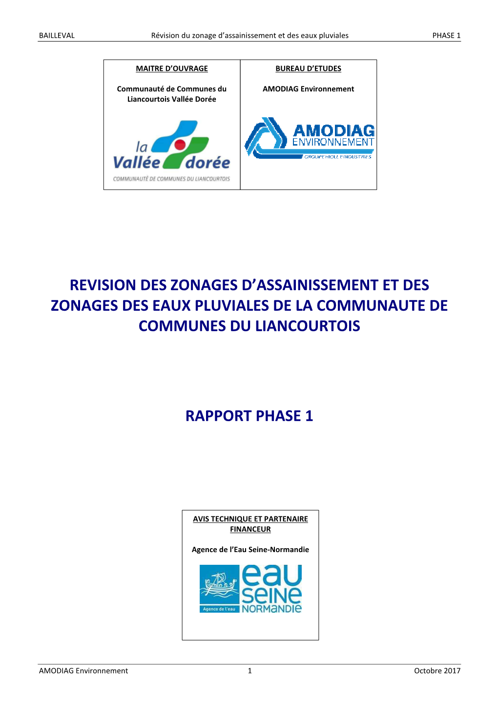 BAILLEVAL Révision Du Zonage D’Assainissement Et Des Eaux Pluviales PHASE 1