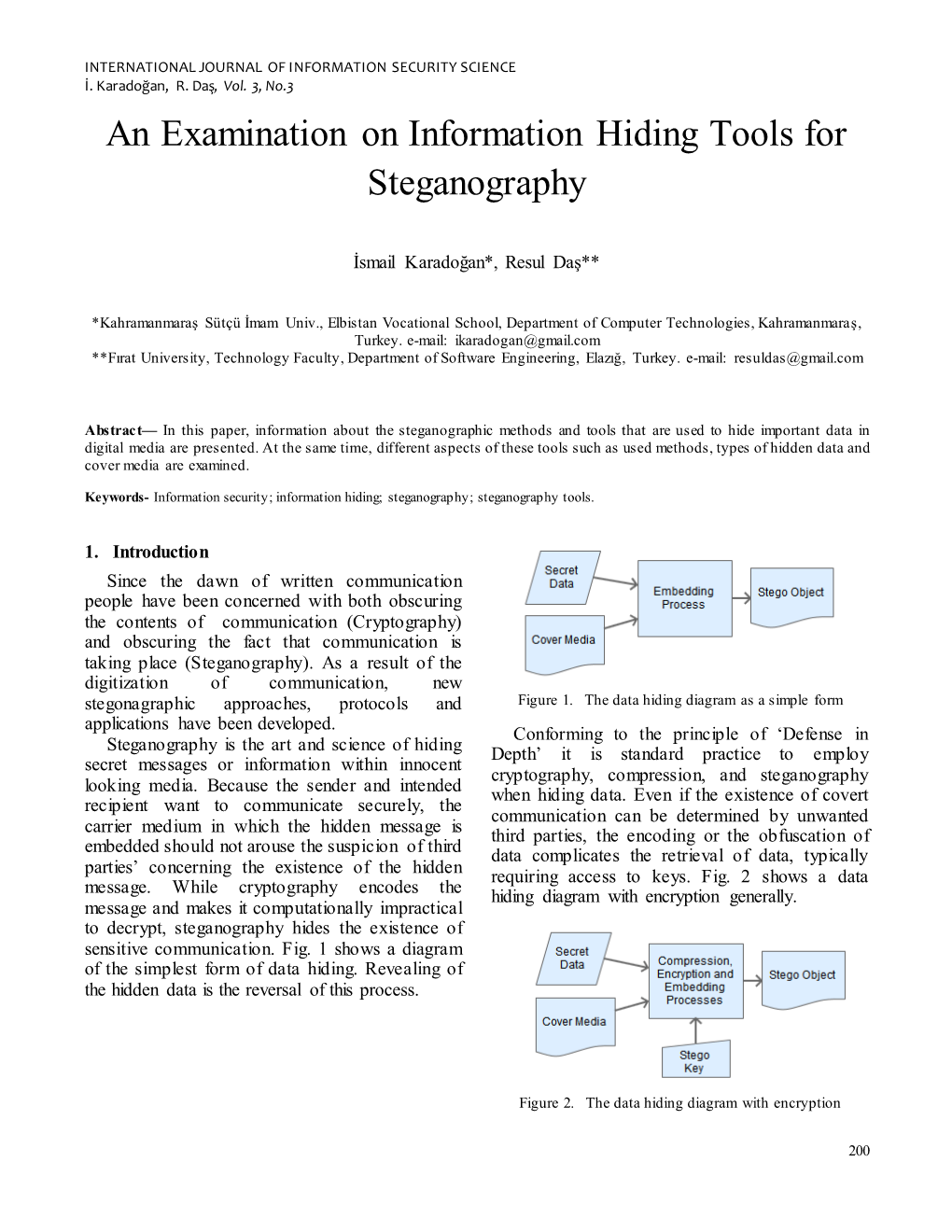 An Examination on Information Hiding Tools for Steganography