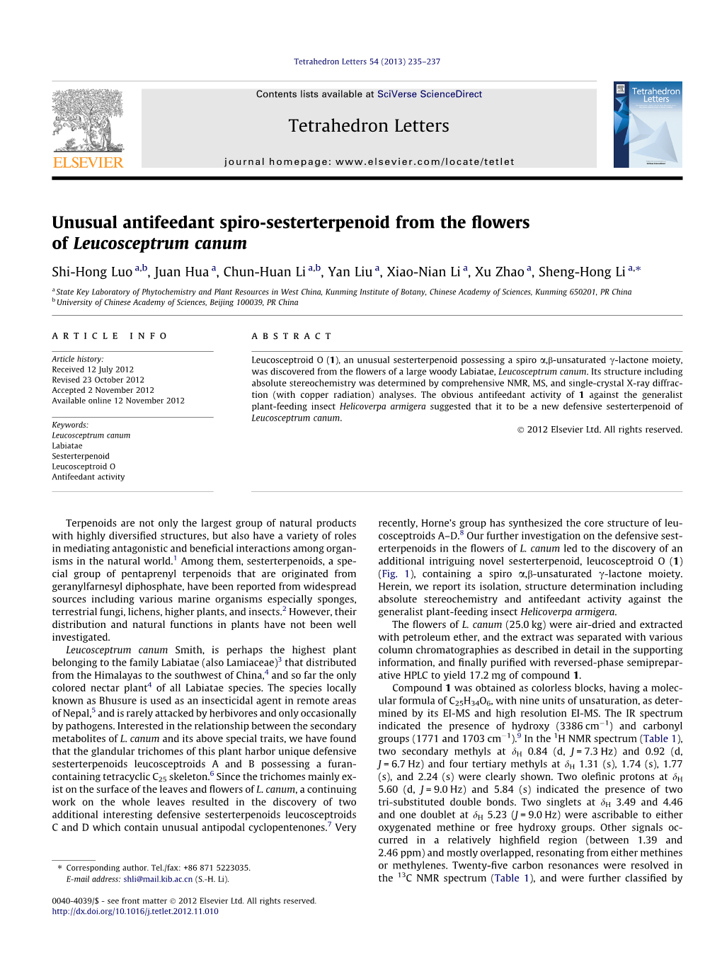 Unusual Antifeedant Spiro-Sesterterpenoid from The